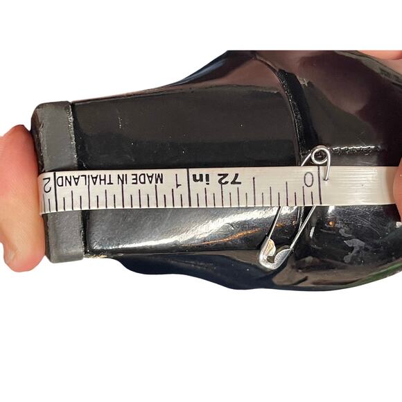 Ellen Tracy black sling patent leather square wedge heel Sz 8 women’s - Picture 3 of 8